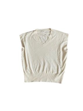 V-Neck Cream Sweater Vest - Women